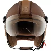Motocubo 722 TOP ANT Jet Motorcycle Мотошлем Leather визор Helicopter Tobacco (22.06)