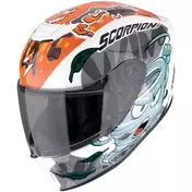 Scorpion EXO-JNR AIR The4elements Full Face Motorcycle Мотошлем Kids White Blue Orange
