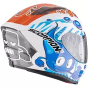 Scorpion EXO-JNR AIR The4elements Full Face Motorcycle Мотошлем Kids White Blue Orange