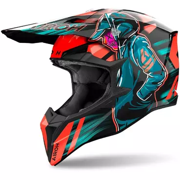 Airoh WRAAAP CYBER Orange Cross Enduro Motorcycle Мотошлем