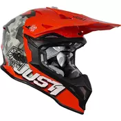 Moto Cross Enduro Мотошлем Just1 J39 KINETIC Camo Gray Red Fluo Orange