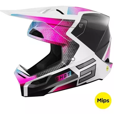 Motocross Enduro Мотошлем Shot RACE PHASER Black Blue Pink Pearl
