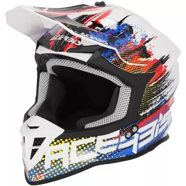 Acerbis LINEAR 2206 White Blue Red Moto Cross Мотошлем