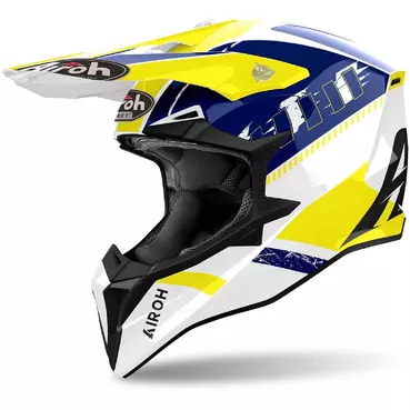 Airoh WRAAAP FEEL Yellow Blue Cross Enduro Motorcycle Мотошлем