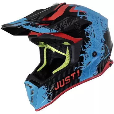 Moto Cross Enduro Мотошлем Just1 J38 MASK Black Blue Glossy