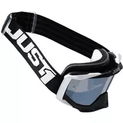 маска Moto Cross Enduro Just1 Iris 2.0 Logo White Black Mirror Lens Sivler