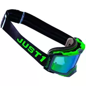 маска Moto Cross Enduro Just1 NERVE Frontier Black Green Green Mirror Lens
