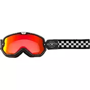 Vintage Motorcycle маска Mask Origin FLORENCE Checkered Black White Red Mirror Lens
