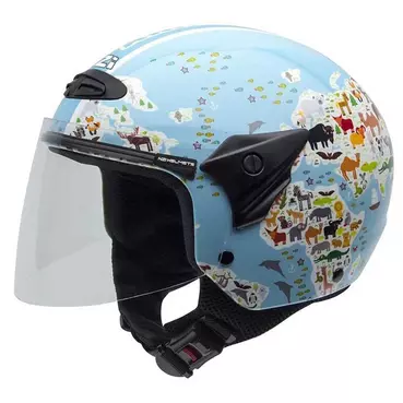 NZI Helix II Junior Open Face Helmet Glossy Mapamundi