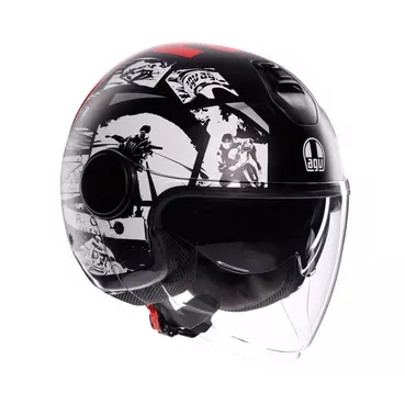 Agv Eteres E2206 History Мотошлем Black White Red Черный