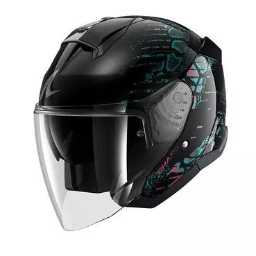 Shark Skwal Jet Reptaia Мотошлем Black Teal Черный