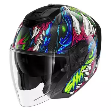 SHARK RS Jet Carbon Shaytan jethelm Black / Green / Violet