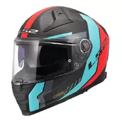 Ls2 Ff811 Vector 2 Carbon Grid Мотошлем Red Cyan Matt Черный