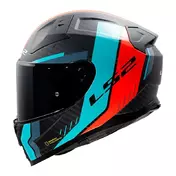 Ls2 Ff811 Vector 2 Carbon Grid Мотошлем Red Cyan Matt Черный