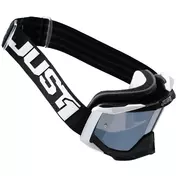 маска Moto Cross Enduro Just1 Iris 2.0 Logo White Black Mirror Lens Sivler
