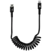 Spiral USB Cable Lamp Type-C > Apple 8 Pin - 100 cm - Black