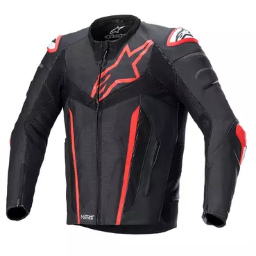 Alpinestars Fusion Leather мотокуртка Black Red Fluo Красный