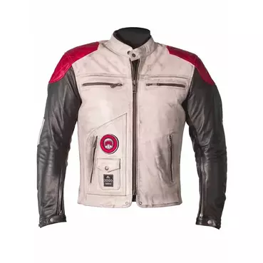 HELSTONS Tracker lederjacke White / Black / Red