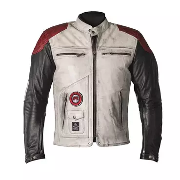 Helstons Tracker Leather мотокуртка White Black Red Белый