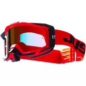 маска Moto Cross Enduro Just1 Iris 2.0 Logo Red Black Red Mirror Lens